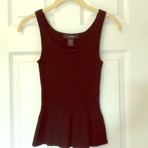 Rubbed knit tank with textured flare bottom.